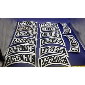 Airborne Rocker Patch Military Style Curved Tab Black & White Embroidered Lot 14